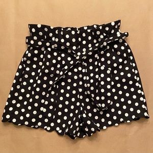 Polka Dot Paperbag Shorts, Size Small
